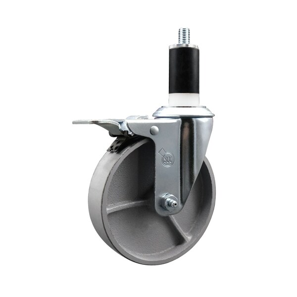 5'' Semi Steel Swivel 1-3/8'' Expanding Stem Caster Total Lock Brake